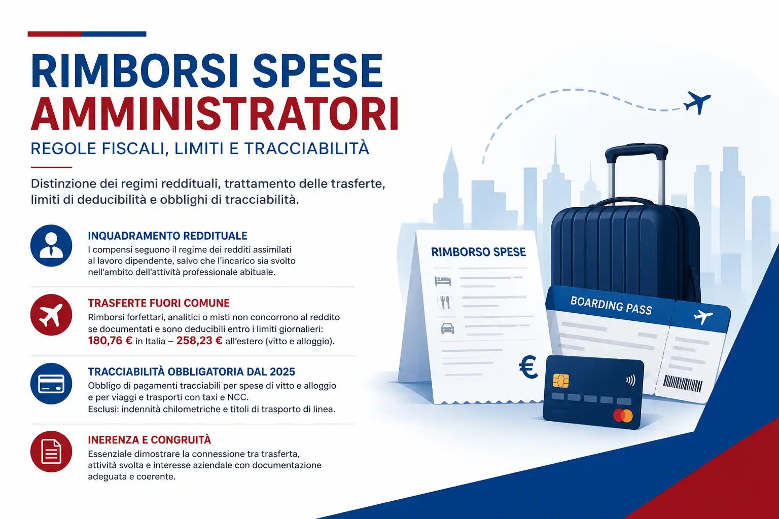 Rimborsi spese agli amministratori: regole fiscali, limiti di deducibilità e obblighi di tracciabilità.