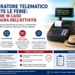 Registratore telematico durante la chiusura per ferie con indicazioni sullo stato "Fuori servizio" e codice evento 608